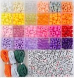 2500PCS Pony Beads Kit | 96 Colors UV Glow Alphabet Beads Bracelet Making Set - Image 5