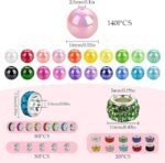 290PCS Beads for Pens Kit | 14mm Bubblegum Focal Beads with Rhinestone Spacers - Image 3