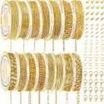 111.5FT Gold Chain Jewelry Making Kit | 15 Rolls Chains with Clasps Jump Rings Connectors