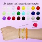Glass Crystal Beads Bracelet Making Kit | 6mm Round Beads, 24 Colors DIY Jewelry - Image 3