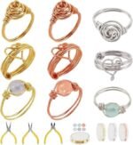 Wire Wrapped Ring Making Kit | 3 Color Wire, Crystal Beads, Tools DIY Set