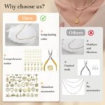 14K Gold Chain Jewelry Making Kit 16.6FT | 5 Rolls with Pendants Clasps & Tools DIY Set - Image 3