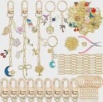 Gold Keychain Making Kit | 281PCS Charms, Clips, Jump Rings, Pliers