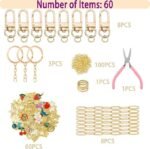 Gold Keychain Making Kit | 281PCS Charms, Clips, Jump Rings, Pliers - Image 2