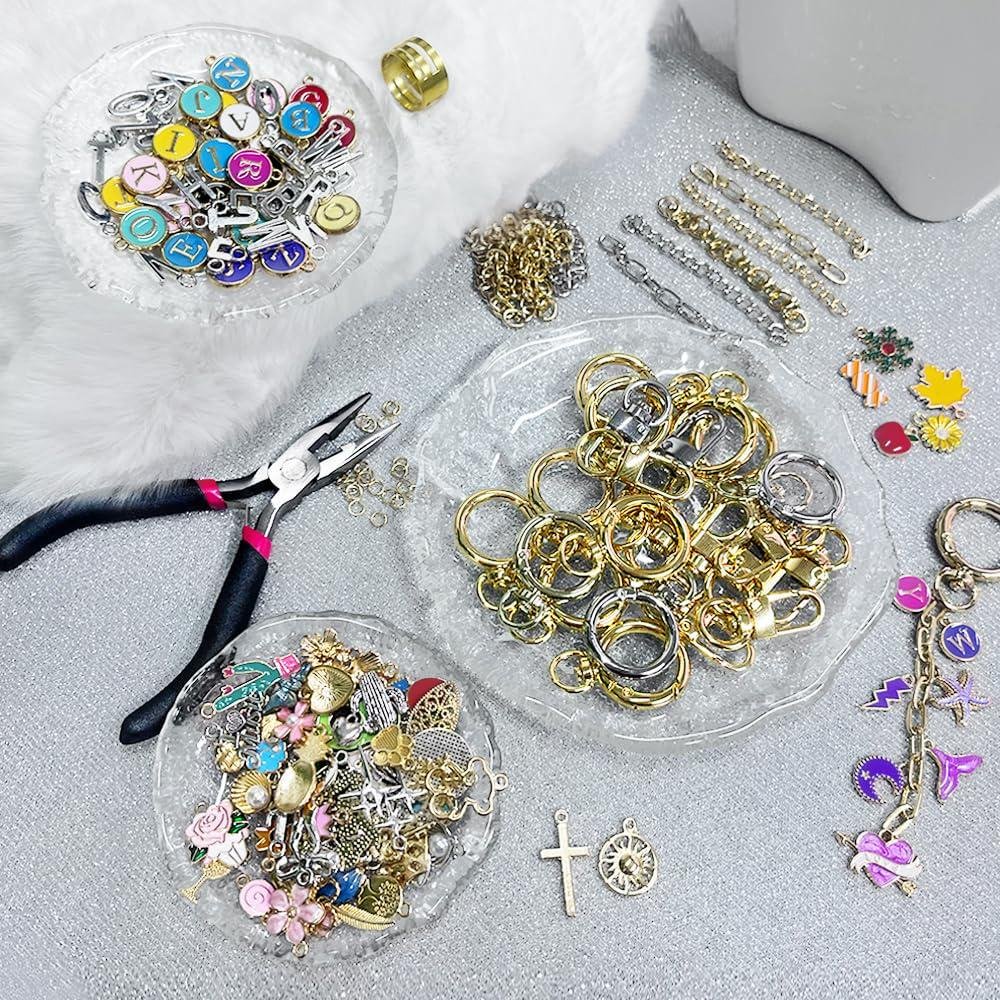 il_fullxfull.8075156371_ct86.jpg 430PCS Keychain Making Kit | Lip Gloss Charm Set with Clips Chains Jump Rings DIY - Image 1