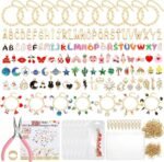 342PCS Gold Charm Bracelet Making Kit | Paperclip Chain Set with Charms Jump Rings & Tools
