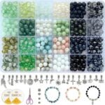 600PCS Green Glass Bead Bracelet Making Kit | 8mm DIY Jewelry Making Set