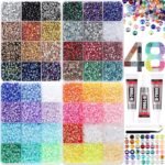 30000PCS Rhinestones for Crafts | 48 Colors Flatback Gems with Glue & Tweezers