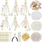 776PCS Seashell Keychain Making Kit | Ocean Charm Set with Starfish Pearls Letter Beads