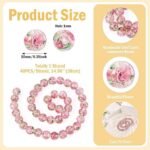 40PCS Gold Sand Lampwork Glass Beads | 10mm Pearl Pink Flower Beads for Jewelry Making - Image 2