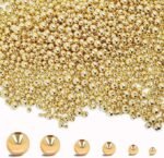 600PCS 14K Gold Spacer Beads | 2mm Seamless Brass Round Beads for Jewelry Making