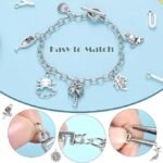 469PCS Silver Charm Bracelet Making Kit | Bangles Paperclip Chains Alphabet Charms & Toggle Clasp - Image 4