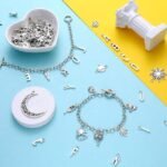 469PCS Silver Charm Bracelet Making Kit | Bangles Paperclip Chains Alphabet Charms & Toggle Clasp - Image 5