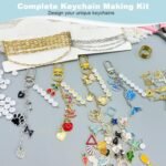 588PCS Keychain Making Kit | Gold Silver Charm Set with Chains Clips Letter Beads - Image 6