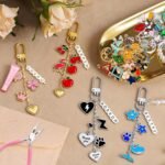 588PCS Keychain Making Kit | Gold Silver Charm Set with Chains Clips Letter Beads - Image 3