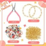 173PCS Gold Charm Bracelet Making Kit | DIY Chain Set with Charms Rings & Pliers - Image 2