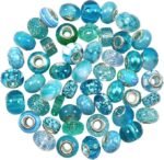 50PCS Blue European Large Hole Beads | Resin Rhinestone Spacer Beads for Jewelry Making