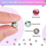 500PCS Acrylic Space Beads Kit | 8mm Ink Pattern Beads for Bracelet Making - Image 2