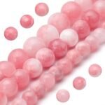 8mm Pink White Jade Gemstone Beads | Natural Stone Round Beads for Jewelry Making