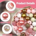 50PCS Pink Gold Chunky Bubblegum Beads | 20mm Beads for Pens & Jewelry Making - Image 3