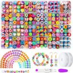 480PCS Polymer Clay Beads Kit | Fruit Flower Heart Mushroom Charms for DIY Jewelry