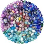 European Large Hole Beads | Purple Lake Blue Rhinestone Spacer Beads for Jewelry Making