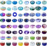European Large Hole Beads | Purple Lake Blue Rhinestone Spacer Beads for Jewelry Making - Image 3