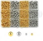 1740PCS Gold & Silver Spacer Beads | 4mm and 6mm Round Beads for Jewelry Making