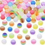 100PCS 8mm Striped Resin Beads | Clear Mixed Color Spacer Beads for Jewelry Making