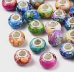 100PCS Watercolor European Large Hole Beads | Colorful Rondelle Charm Beads for Jewelry Making - Image 6