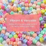200PCS AB Color Cube Beads | 8mm Iridescent Acrylic Square Beads for Jewelry Making - Image 3