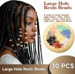 50PCS Large Hole Resin Hair Beads | Mixed Color Beads for Braids & Jewelry Making - Image 3