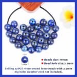 30PCS 10mm Lapis Lazuli Big Hole Gemstone Beads | Natural Round Beads for Jewelry Making - Image 4