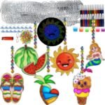 30 Sets Glow in the Dark Summer Suncatcher Kits | DIY Window Paint Art Crafts