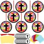 32 Christian Cross Suncatcher Craft Kits | DIY Stained Glass Window Art for VBS