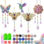5PCS Diamond Painting Wind Chime Suncatcher Kit | Crystal Window Decor Craft