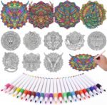 48PCS Animal Mandala Suncatcher Kit | DIY Stained Glass Window Art with Markers