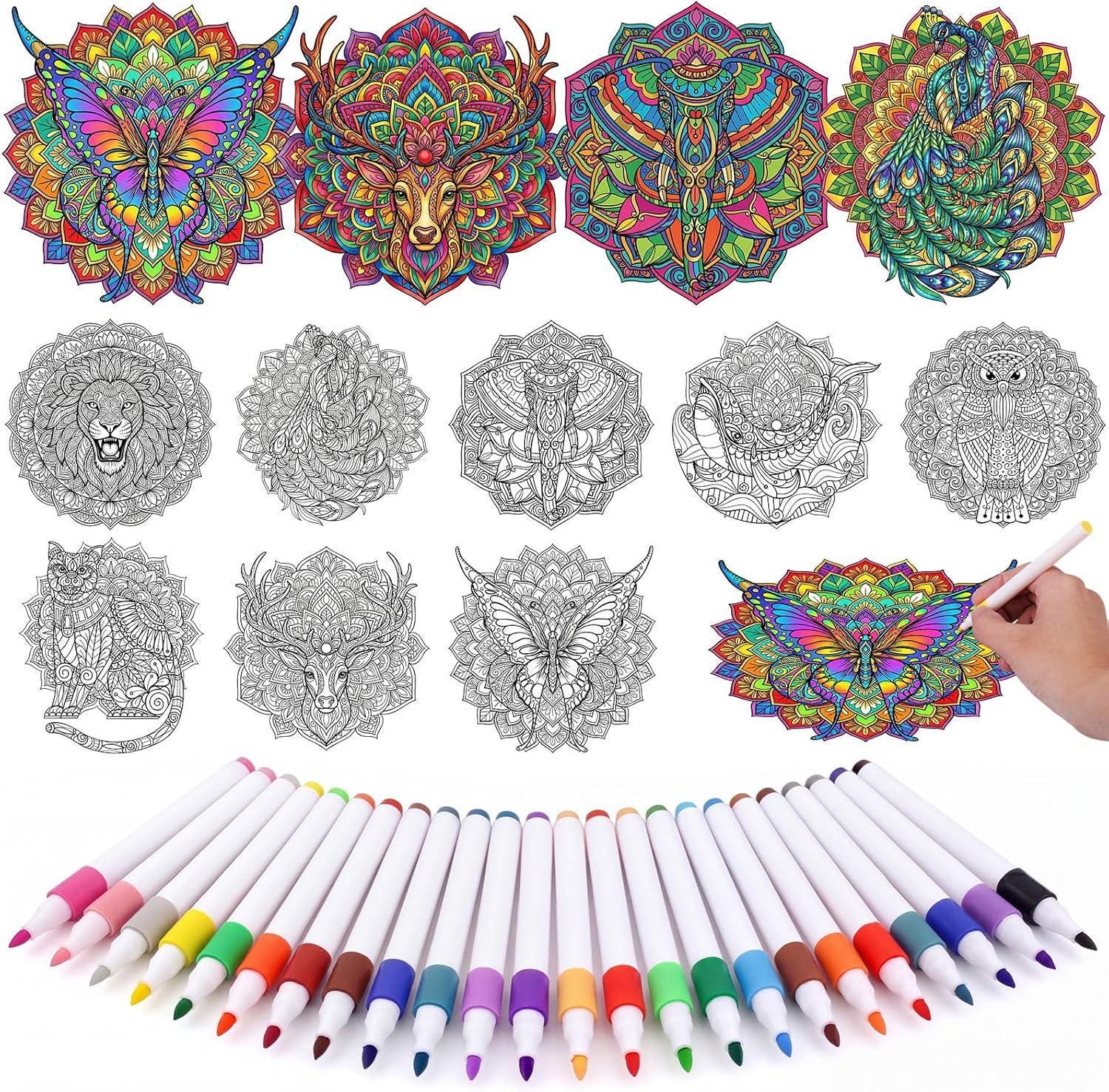 il_fullxfull.8113122302_78k9.jpg 48PCS Animal Mandala Suncatcher Kit | DIY Stained Glass Window Art with Markers - Image 1