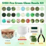 5450PCS Green Glass Beaded Plant Kit with Crystal Leaf Flower Beads & Plant Pot - Image 4