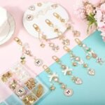 156PCS Bow Keychain Making Kit | Pearl Beads, Heart Charms & Swivel Key Rings - Image 5