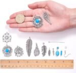 Bohemian Dream Catcher Earring Making Kit | Feather Charms & Turquoise Beads 8 Pairs - Image 3