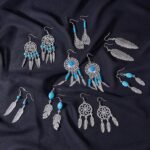 Bohemian Dream Catcher Earring Making Kit | Feather Charms & Turquoise Beads 8 Pairs - Image 4