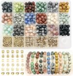 8mm Natural Stone Beads Jewelry Making Kit with Spacers for Bracelets Necklaces & Earrings - Image 2
