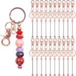 20PCS Rose Gold Beadable Keychain Kit | Metal Blank Bars for DIY Keychain Crafts