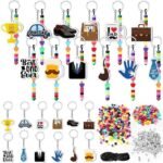 36 Set Father's Day Bead Keychain Craft Kit | DIY Letter Beads & Acrylic Keyrings