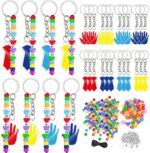 24 Set Father's Day DIY Keychain Craft Kit with Letter Beads & Tie Keyrings