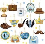 15PCS Father’s Day Diamond Painting Keychains | 5D DIY Dad Gift Key Ring Craft Set - Image 3