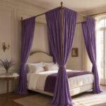 Rust Bed Canopy Curtain | Cotton Four Corner Canopy | Boho Bedroom Drapes | Decorative Bed Valance | Cozy Room Decor - Image 4