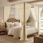 Rust Bed Canopy Curtain | Cotton Four Corner Canopy | Boho Bedroom Drapes | Decorative Bed Valance | Cozy Room Decor - Image 9