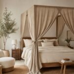 Rust Bed Canopy Curtain | Cotton Four Corner Canopy | Boho Bedroom Drapes | Decorative Bed Valance | Cozy Room Decor - Image 2